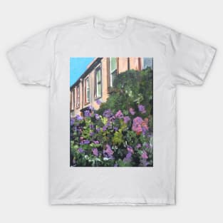 Lovely Purple Flowers And A Scottish House T-Shirt